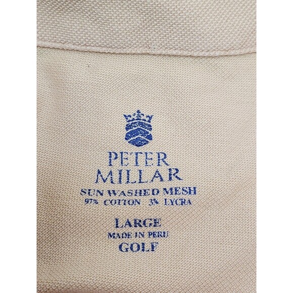 Peter Millar Shirt Men's L‎ Yellow Short Sleeve Polo Golf Sun Washed Mesh - Picture 4 of 5
